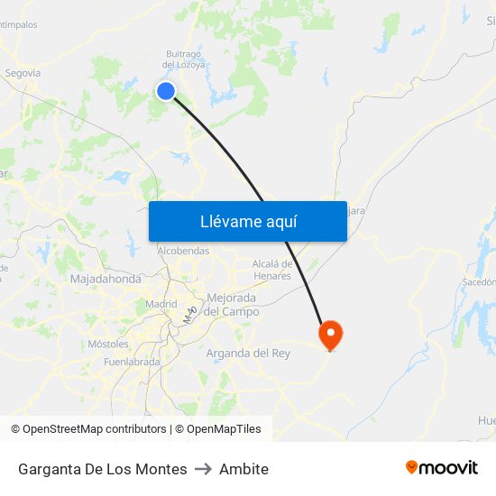 Garganta De Los Montes to Ambite map