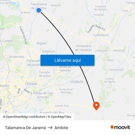 Talamanca De Jarama to Ambite map