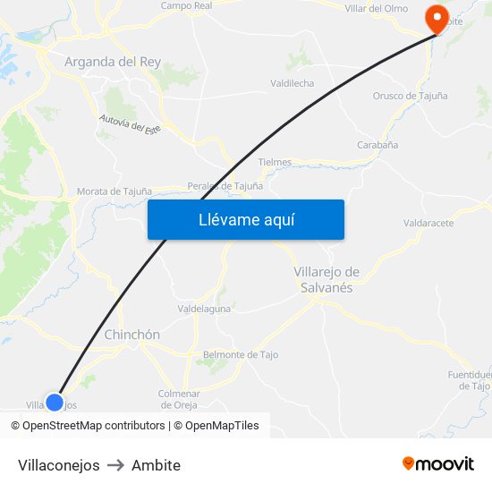 Villaconejos to Ambite map
