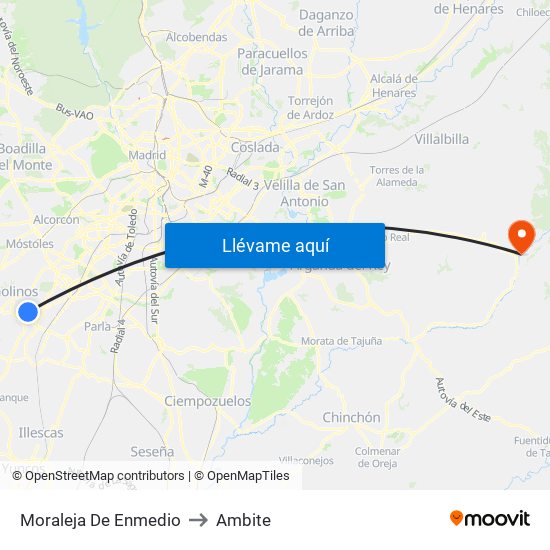Moraleja De Enmedio to Ambite map