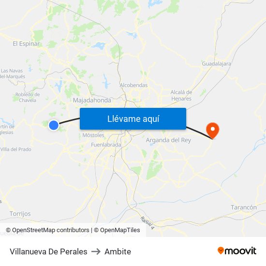 Villanueva De Perales to Ambite map