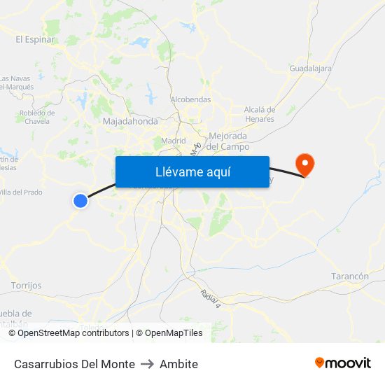 Casarrubios Del Monte to Ambite map