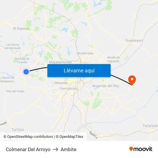 Colmenar Del Arroyo to Ambite map