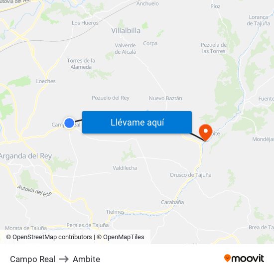 Campo Real to Ambite map