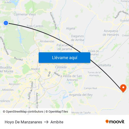 Hoyo De Manzanares to Ambite map