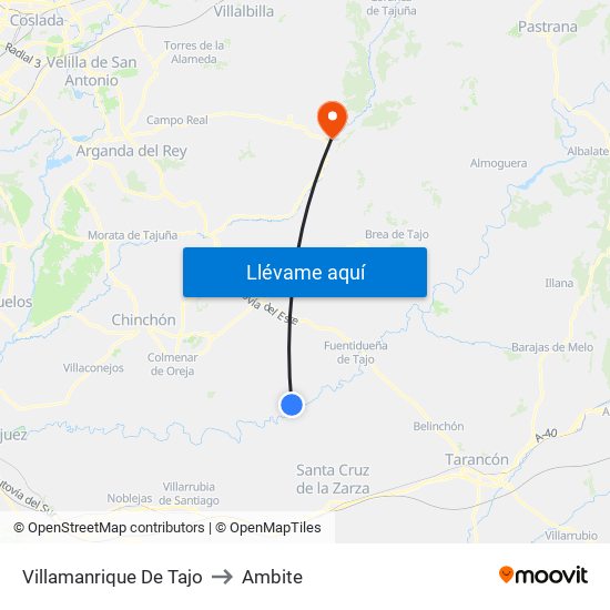 Villamanrique De Tajo to Ambite map