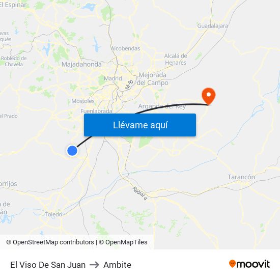 El Viso De San Juan to Ambite map