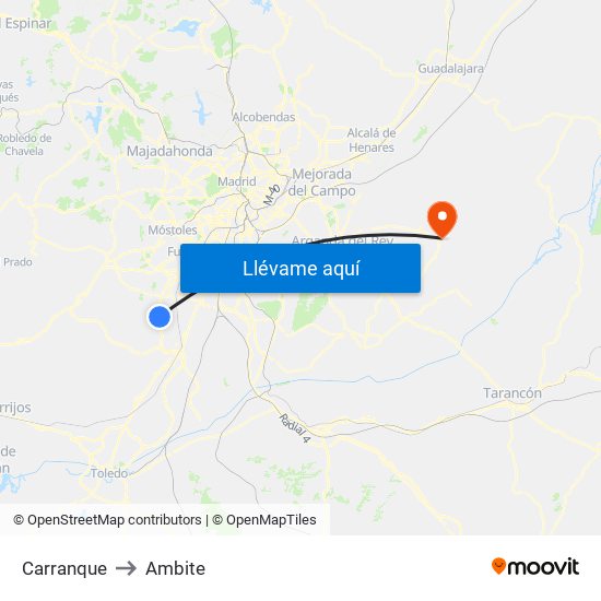 Carranque to Ambite map