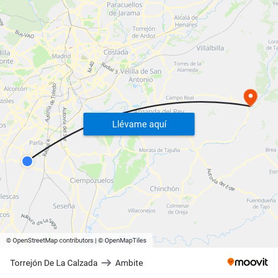 Torrejón De La Calzada to Ambite map