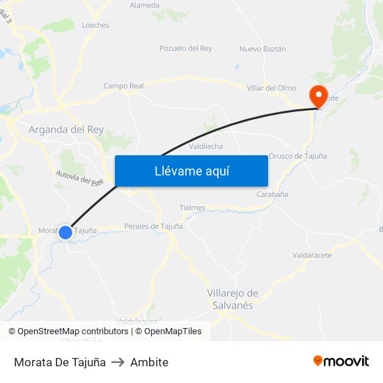 Morata De Tajuña to Ambite map
