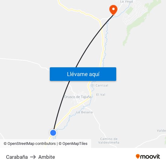Carabaña to Ambite map