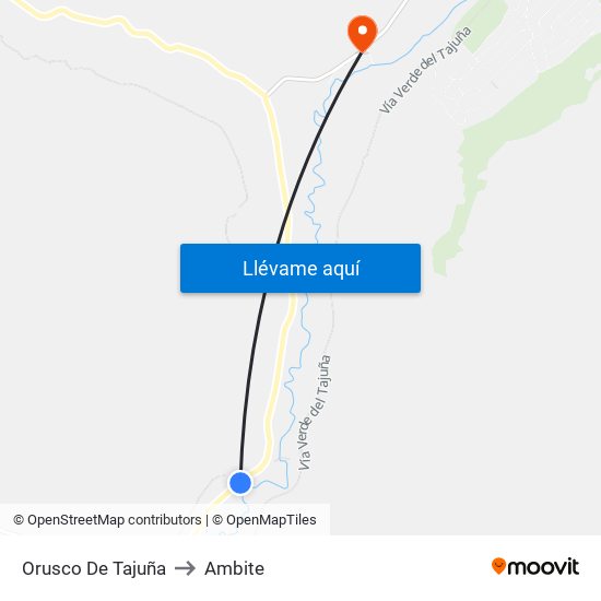 Orusco De Tajuña to Ambite map