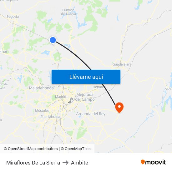 Miraflores De La Sierra to Ambite map