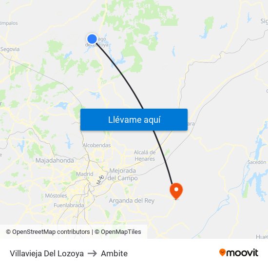Villavieja Del Lozoya to Ambite map