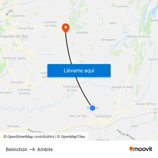 Belinchón to Ambite map