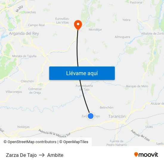 Zarza De Tajo to Ambite map