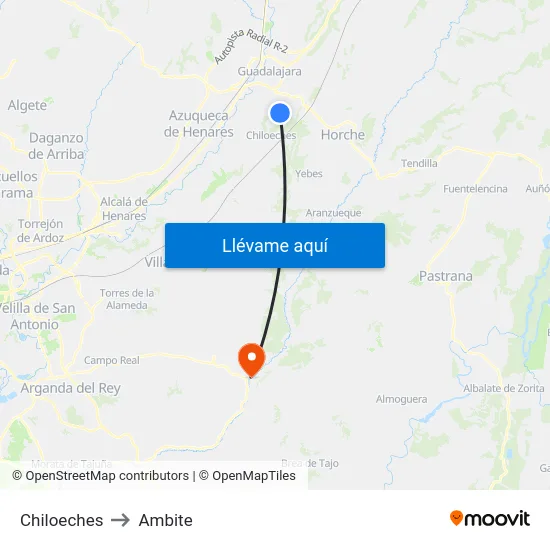 Chiloeches to Ambite map