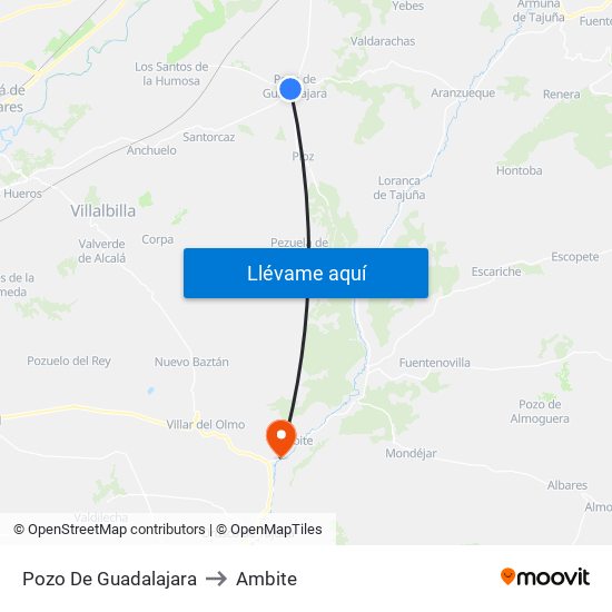 Pozo De Guadalajara to Ambite map