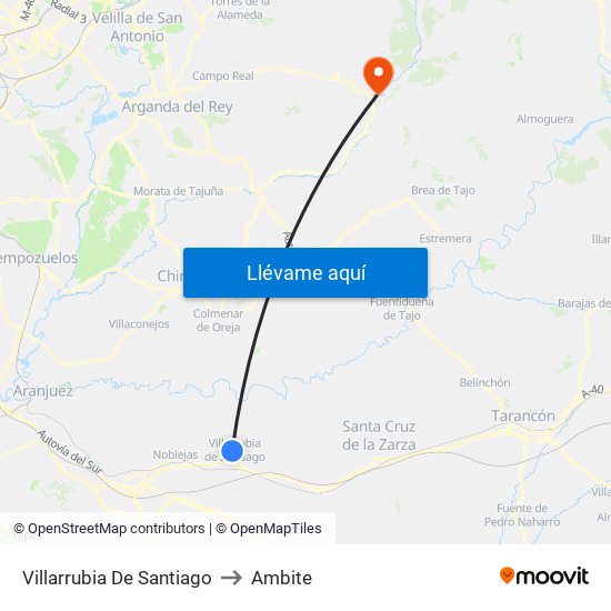 Villarrubia De Santiago to Ambite map