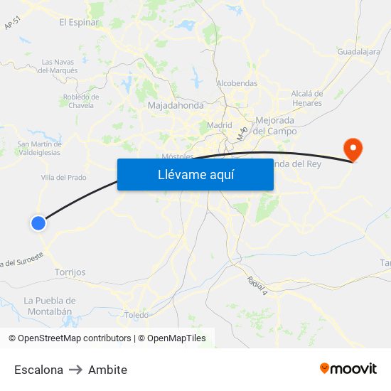 Escalona to Ambite map