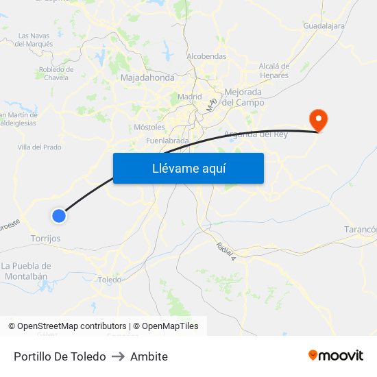 Portillo De Toledo to Ambite map