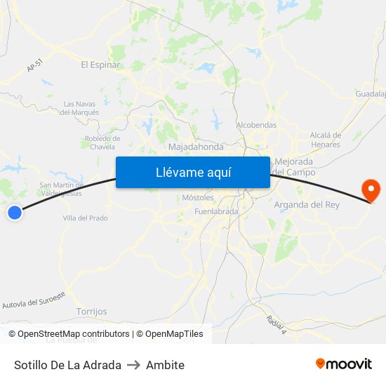 Sotillo De La Adrada to Ambite map