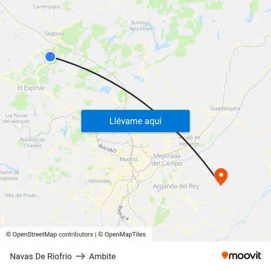 Navas De Riofrío to Ambite map