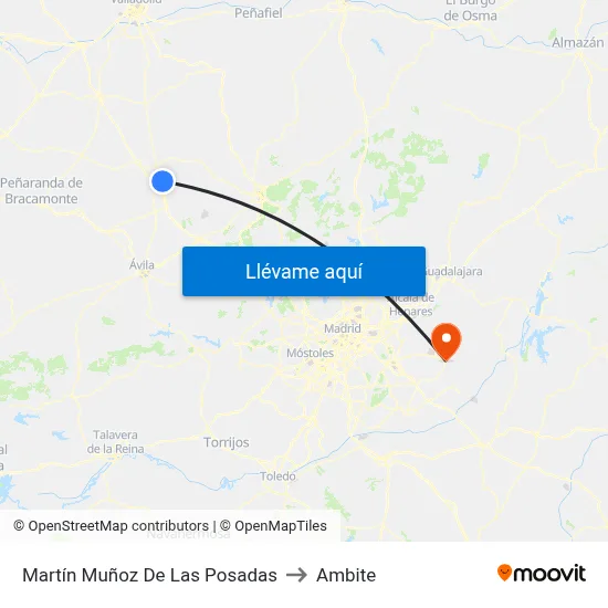 Martín Muñoz De Las Posadas to Ambite map