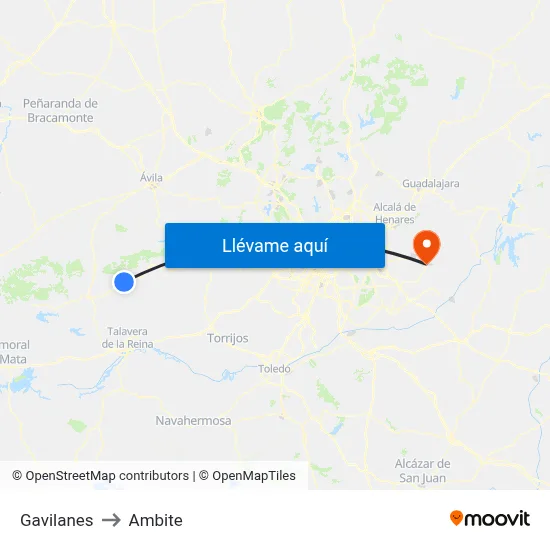 Gavilanes to Ambite map