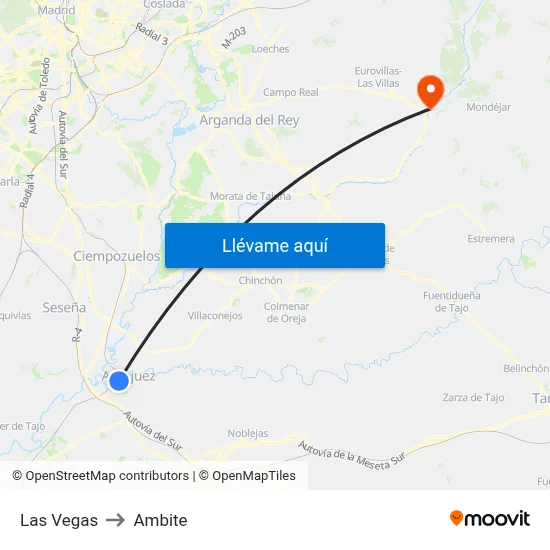 Las Vegas to Ambite map