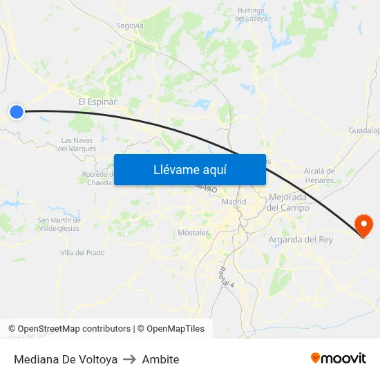 Mediana De Voltoya to Ambite map