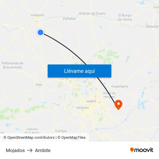 Mojados to Ambite map