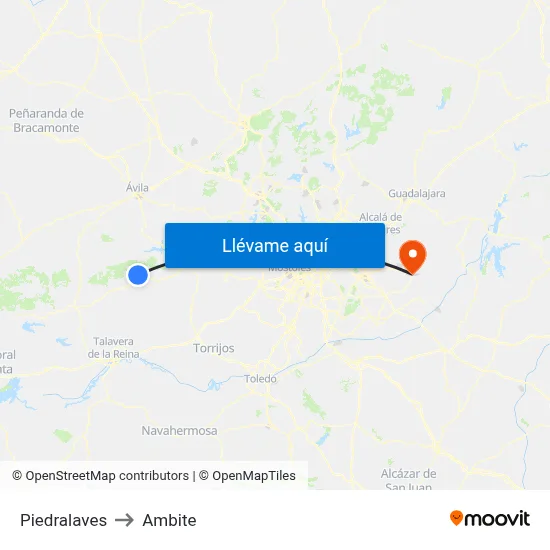 Piedralaves to Ambite map
