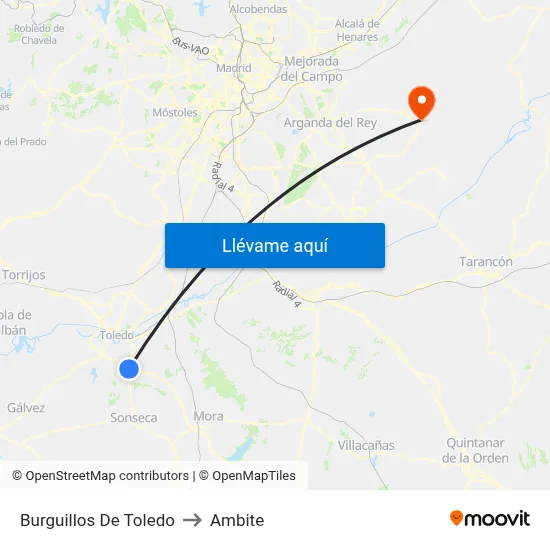 Burguillos De Toledo to Ambite map