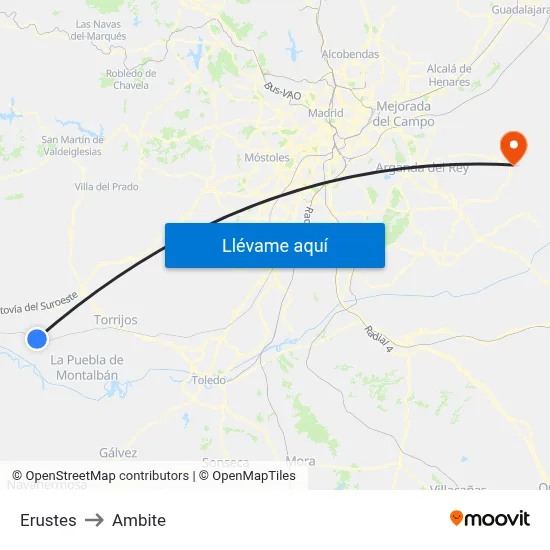 Erustes to Ambite map