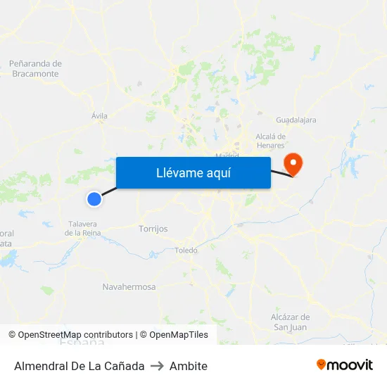 Almendral De La Cañada to Ambite map