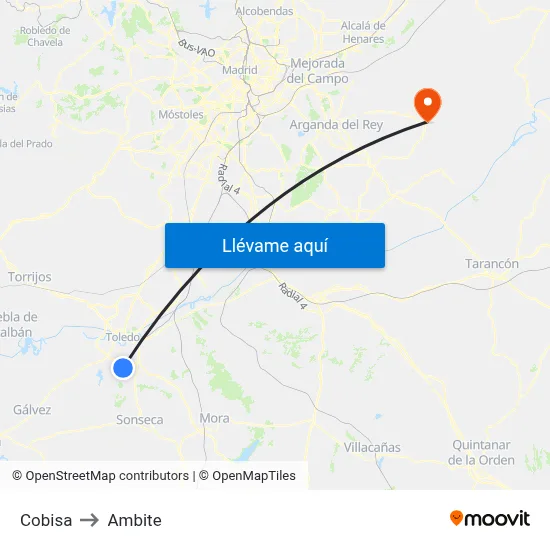 Cobisa to Ambite map