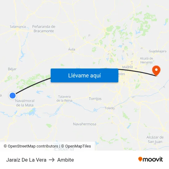Jaraíz De La Vera to Ambite map
