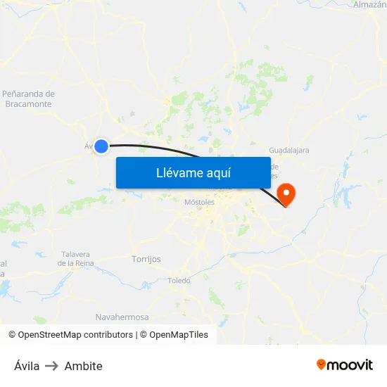Ávila to Ambite map