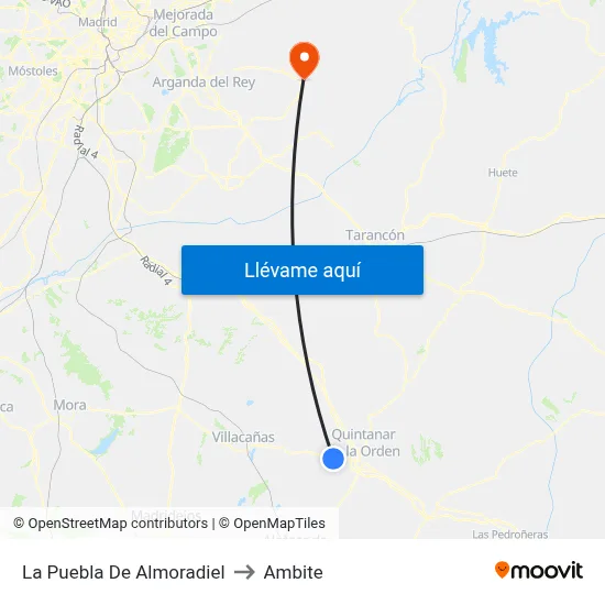 La Puebla De Almoradiel to Ambite map