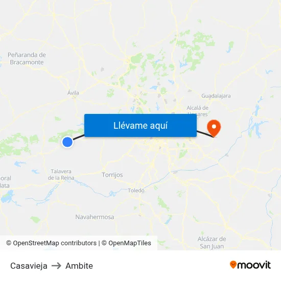 Casavieja to Ambite map