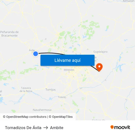 Tornadizos De Ávila to Ambite map