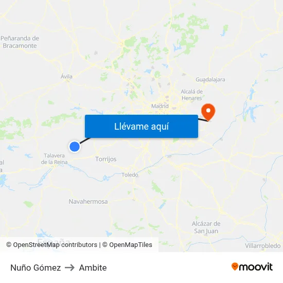 Nuño Gómez to Ambite map