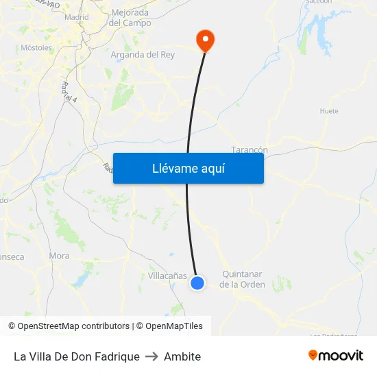 La Villa De Don Fadrique to Ambite map