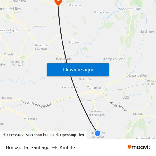 Horcajo De Santiago to Ambite map