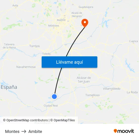 Montes to Ambite map