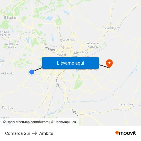 Comarca Sur to Ambite map