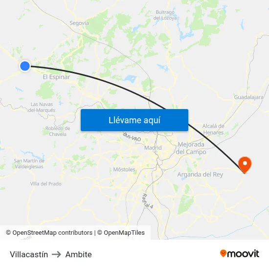 Villacastín to Ambite map