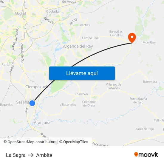 La Sagra to Ambite map