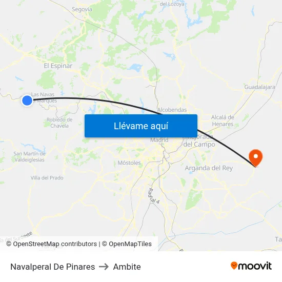 Navalperal De Pinares to Ambite map